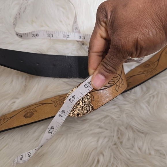 Classical Beige Hip Hop Belt With Metal Buckle And Floral Print🌴 - Picture 3 of 8